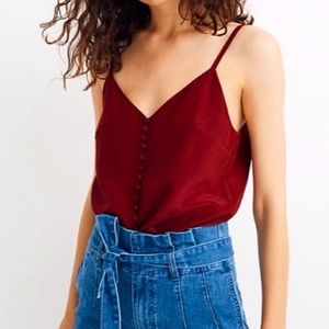 Madewell silk crop top button front